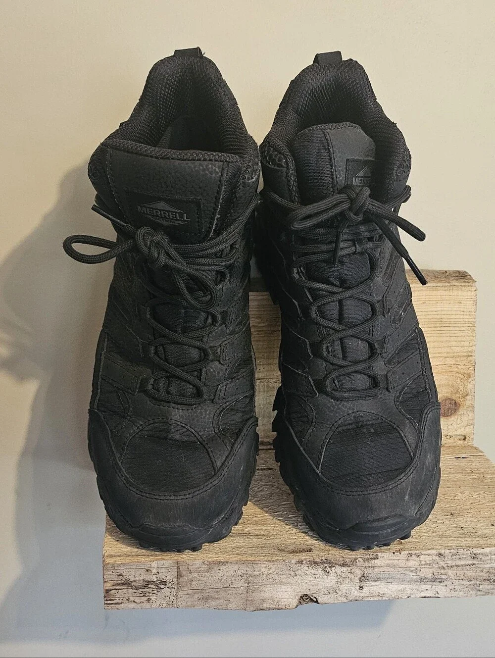 Merrell Men's Moab 2 Mid Tactical Waterproof Boots Black 9.5 With Vibram Soles